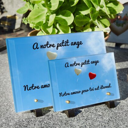 Plaque funéraire ballons-coeurs 5 Plaquedeces.fr
