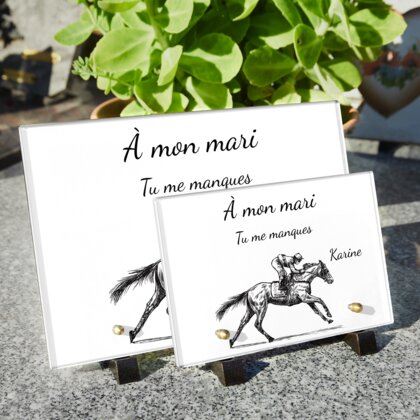 Plaque funéraire dessin-equitation 18 Plaquedeces.fr

