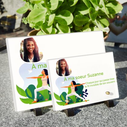 Plaque funéraire yoga-au-jardin 3 Plaquedeces.fr
