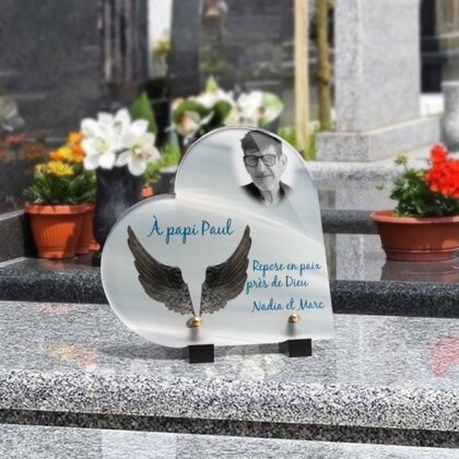 Plaque funéraire ailes-dange-forme-coeur 6 Plaquedeces.fr
