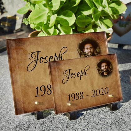 Plaque funéraire parchemin-cafe 14 Plaquedeces.fr
