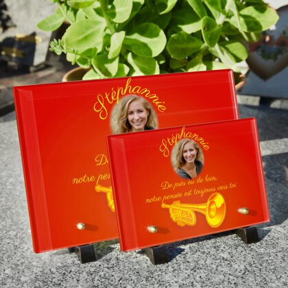 Plaque funéraire trompette-illustration 2 Plaquedeces.fr
