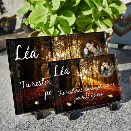 Plaque funéraire foret-orange 24 Plaquedeces.fr
