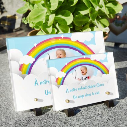 Plaque funéraire arc-en-ciel-dessin 2 Plaquedeces.fr
