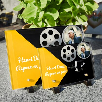 Plaque funéraire cinema-projecteur 12 Plaquedeces.fr
