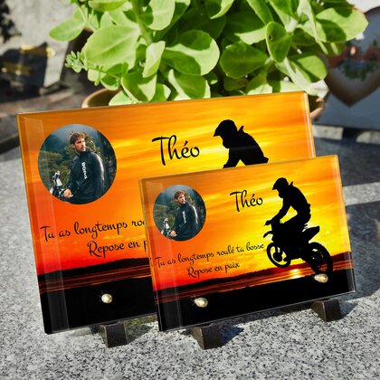Plaque funéraire moto-cross-soleil 30 Plaquedeces.fr
