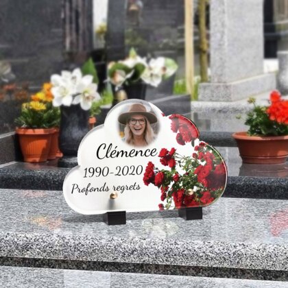 Plaque funéraire mur-de-roses-forme-nuage 20 Plaquedeces.fr
