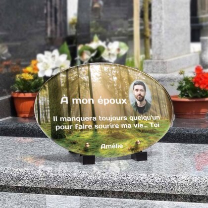 Plaque funéraire foret-forme-ovale 4 Plaquedeces.fr
