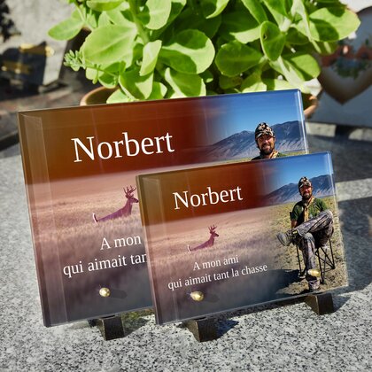 Plaque funéraire chasseur-gibier 20 Plaquedeces.fr
