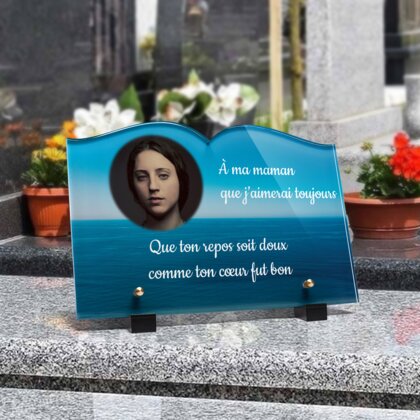 Plaque funéraire horizon-ocean-forme-livre 15 Plaquedeces.fr
