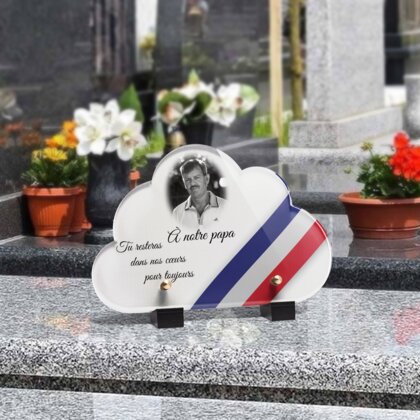 Plaque funéraire bandeau-bleu-blanc-rouge-forme-nuage 27 Plaquedeces.fr
