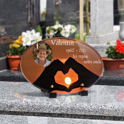 Plaque funéraire coucher-de-soleil-forme-ovale 5 Plaquedeces.fr
