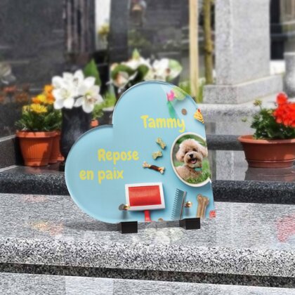 Plaque funéraire cadeaux-des-chiens-forme-coeur 2 Plaquedeces.fr
