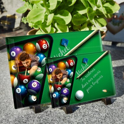 Plaque funéraire passion-billard 14 Plaquedeces.fr
