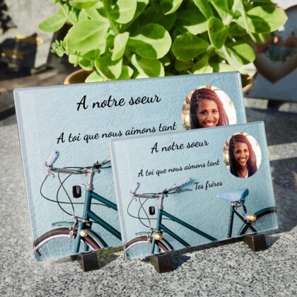 Plaque funéraire bicyclette-retro 26 Plaquedeces.fr

