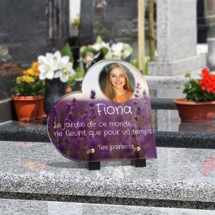 Plaque funéraire lavande-au-soleil-forme-coeur 6 Plaquedeces.fr
