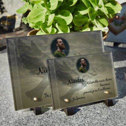 Plaque funéraire colombe-silhouette 4 Plaquedeces.fr
