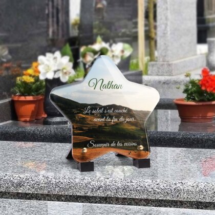 Plaque funéraire champs-vus-du-ciel-forme-etoile 23 Plaquedeces.fr
