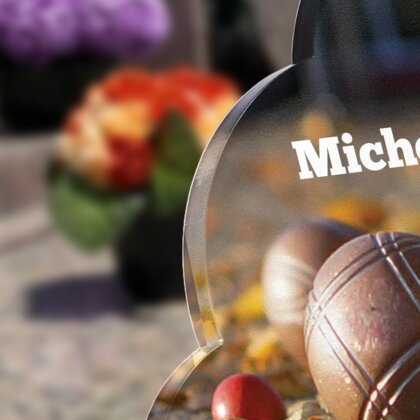 Plaque funéraire boule-de-petanque-forme-nuage 16 Plaquedeces.fr
