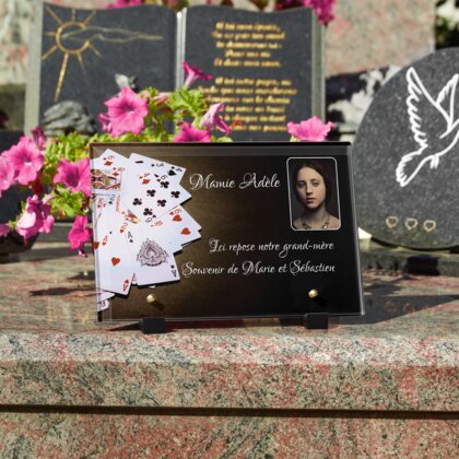 Plaque funéraire jeux-de-cartes 26 Plaquedeces.fr
