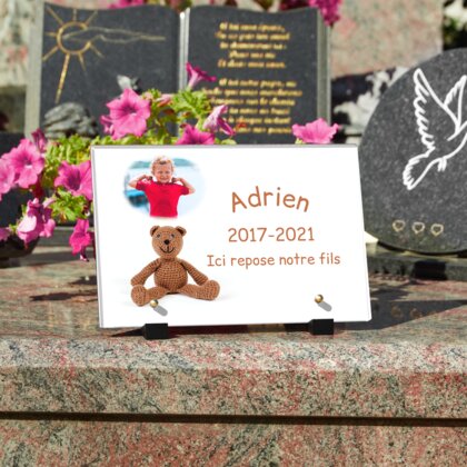 Plaque funéraire ourson-en-laine 14 Plaquedeces.fr

