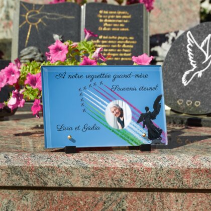 Plaque funéraire vol-couleurs-de-drapeau 25 Plaquedeces.fr
