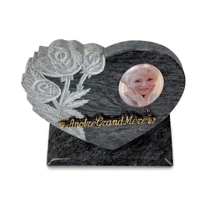 Plaque funéraire coeur-fleurs-taillees 16 Plaquedeces.fr
