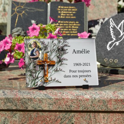 Plaque funéraire croix-aux-fleurs 18 Plaquedeces.fr
