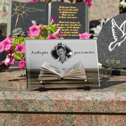 Plaque funéraire livre-ouvert 24 Plaquedeces.fr
