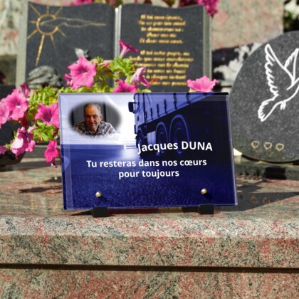 Plaque funéraire camion-bleu-de-routier 14 Plaquedeces.fr
