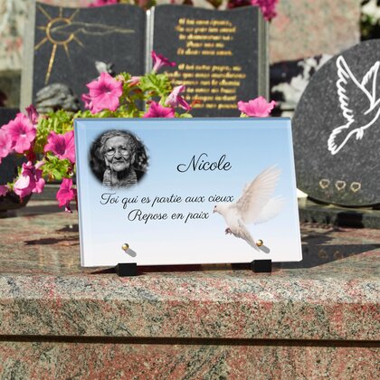 Plaque funéraire colombe-volante 17 Plaquedeces.fr
