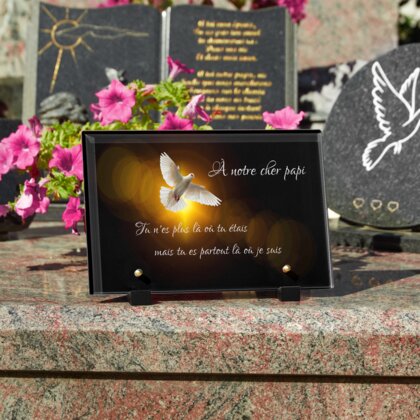 Plaque funéraire colombe-dans-ciel-noir 8 Plaquedeces.fr
