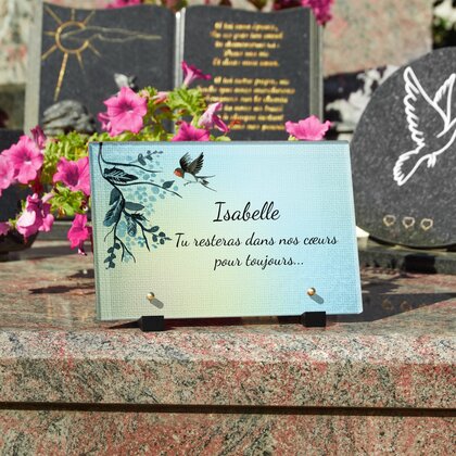 Plaque funéraire aquarelle-oiseau 15 Plaquedeces.fr
