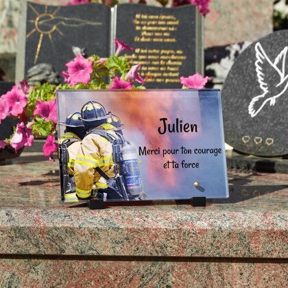 Plaque funéraire pompiers-flammes 28 Plaquedeces.fr
