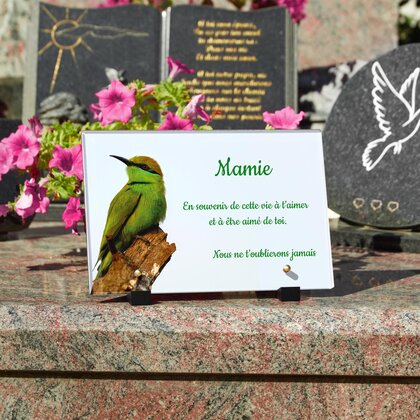 Plaque funéraire bel-oiseau-vert 19 Plaquedeces.fr
