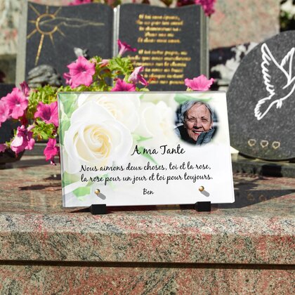 Plaque funéraire rose-blanche 19 Plaquedeces.fr
