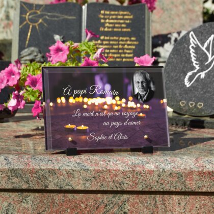Plaque funéraire bougies-sur-carte 25 Plaquedeces.fr
