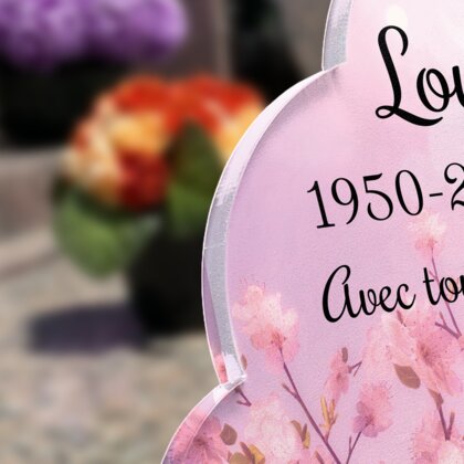 Plaque funéraire fleurs-de-cerisier-forme-nuage 25 Plaquedeces.fr
