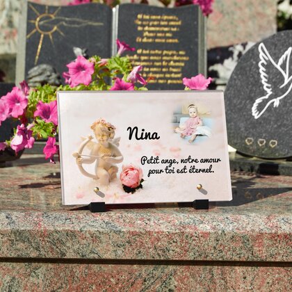 Plaque funéraire ange-bebe-arc 7 Plaquedeces.fr
