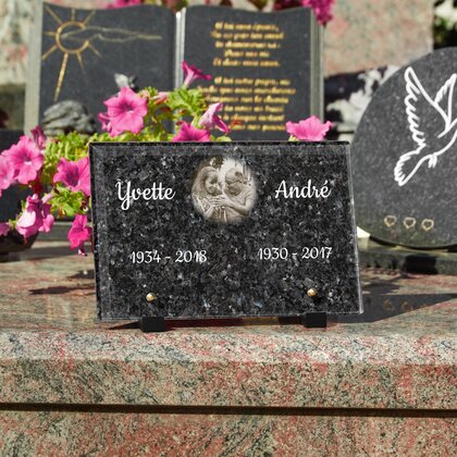 Plaque funéraire granit-labrador-bleu 19 Plaquedeces.fr
