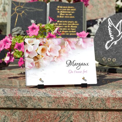 Plaque funéraire fleurs-sur-bois 15 Plaquedeces.fr
