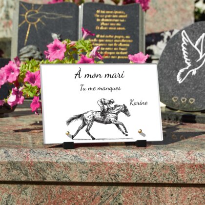 Plaque funéraire dessin-equitation 27 Plaquedeces.fr
