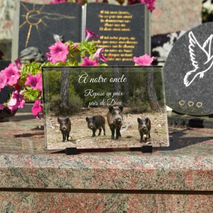 Plaque funéraire plaque-funeraire-chasseur-sanglier 2 Plaquedeces.fr
