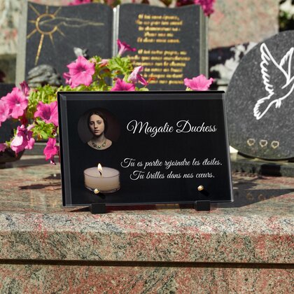 Plaque funéraire simple-bougie 2 Plaquedeces.fr
