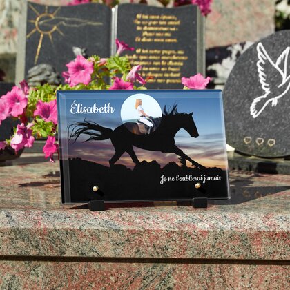 Plaque funéraire silhouette-de-cheval 19 Plaquedeces.fr
