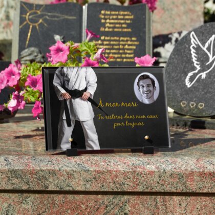 Plaque funéraire karate 3 Plaquedeces.fr
