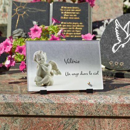 Plaque funéraire ange-paisible 16 Plaquedeces.fr
