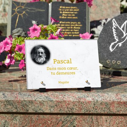Plaque funéraire marbre-blanc 24 Plaquedeces.fr
