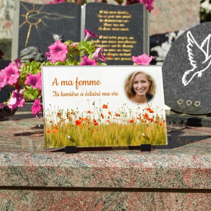 Plaque funéraire coquelicot 6 Plaquedeces.fr
