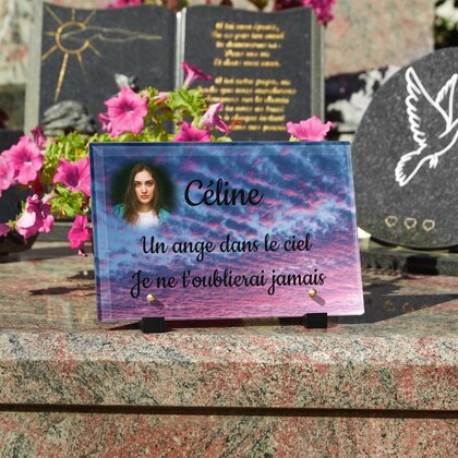 Plaque funéraire nuages-roses 8 Plaquedeces.fr
